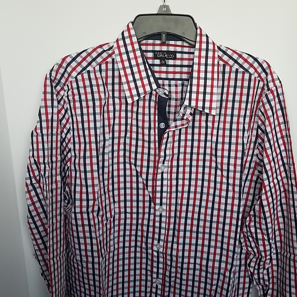NEW Harvic Men'S Long Sleeve Slim Fit Plaid Shirt
